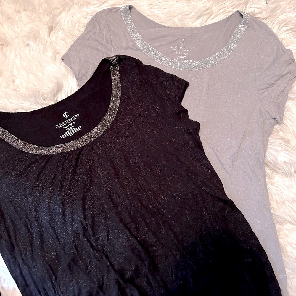 Juicy Couture bundle of two tshirts with shimmer around the neck. EUC bundle